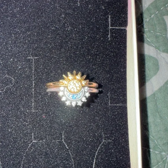 Pandora Gold and Silver Celestial Sun and Moon Ring Set size 6.5 - Picture 5 of 7